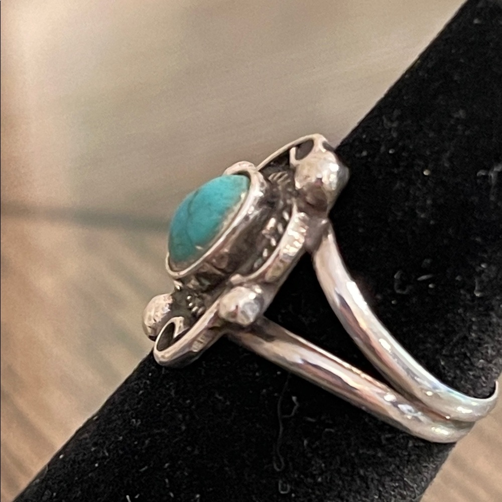 Vintage Native American Style Turquoise Silver Women's Ring Size 5 1/2” - Picture 5 of 17